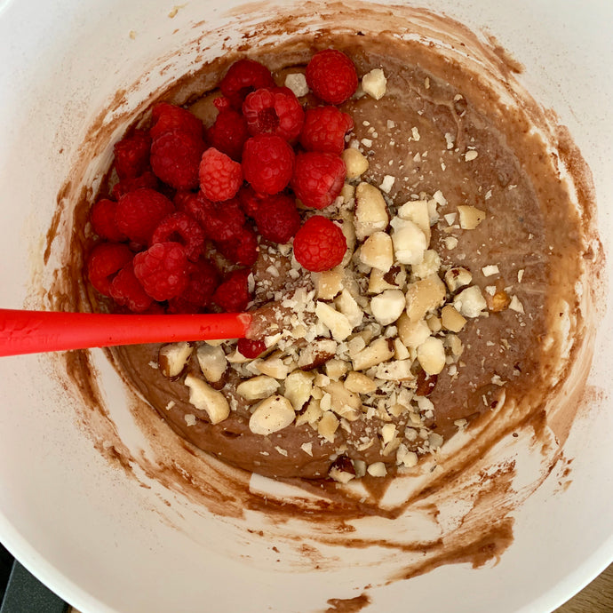 Vegan Chocolate Raspberry Nut Fudge Cake