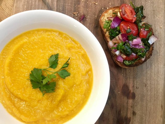 Pumpkin Soup With Bruschetta Vegan Style