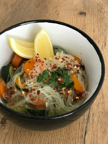 Vegan 2 Minute Vegetable Mung Bean Noodle Soup