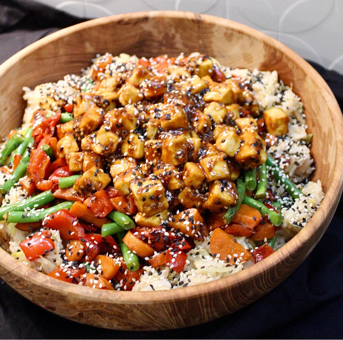 Teriyaki Glazed Tofu with Brown Rice